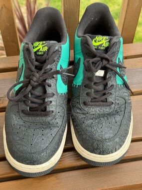 Nike Air Force 1 Black with Teal Accents